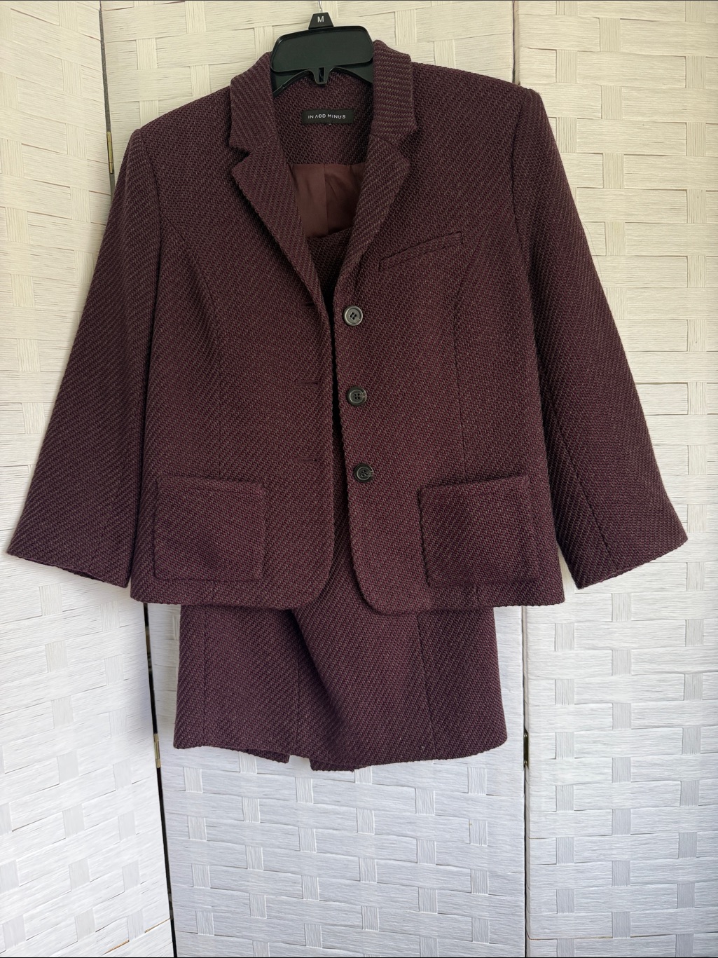 In Add Minus Textured Plum Two-Piece Skirt Suit Size 2